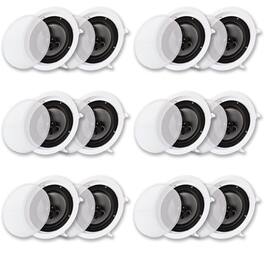 Acoustic Audio by Goldwood - CS-IC83 in Ceiling Wall 8" Speaker 6 Pair Pack 3 Way Home Theater Flush Mount - Paintable White