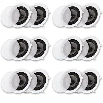 Front. Acoustic Audio by Goldwood - CS-IC83 in Ceiling Wall 8" Speaker 6 Pair Pack 3 Way Home Theater Flush Mount - Paintable White.