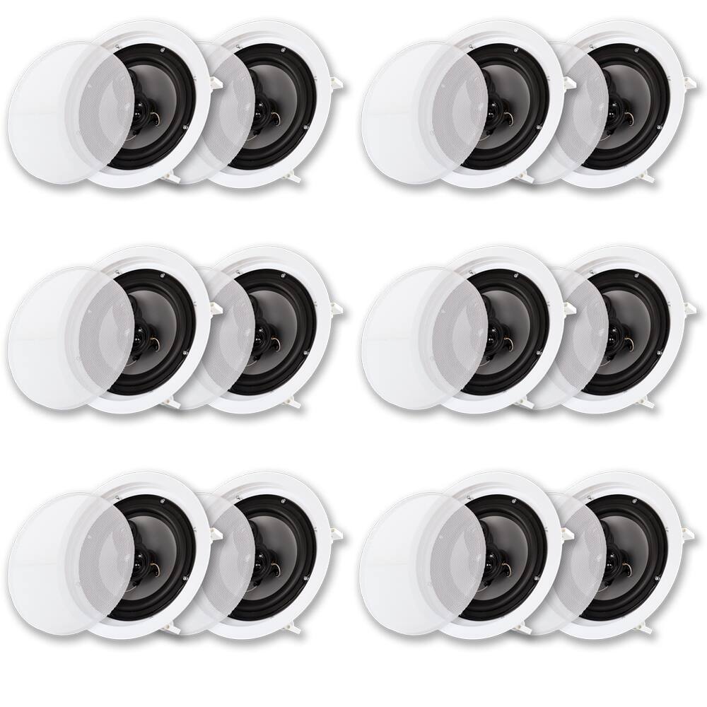 Front. Acoustic Audio by Goldwood - CS-IC83 in Ceiling Wall 8" Speaker 6 Pair Pack 3 Way Home Theater Flush Mount - Paintable White.