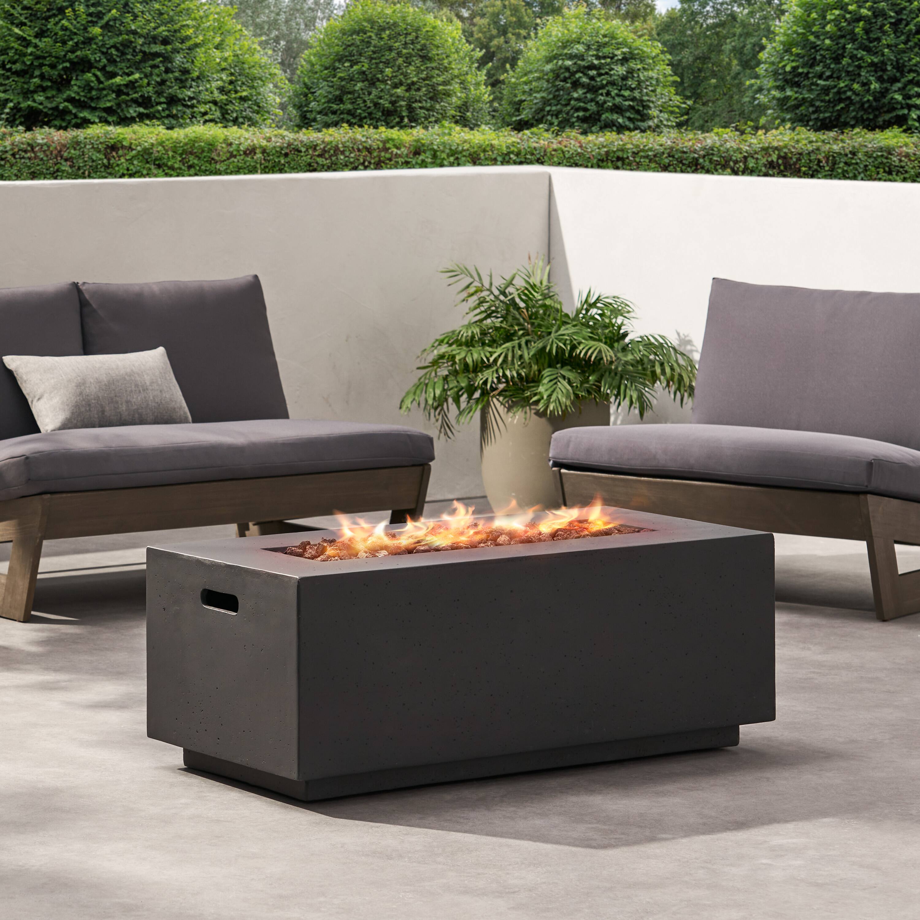 Alt View 2. APRILSOUL - 40 inch Outdoor 40000 BTU Rectangular MgO Concrete Propane Fire Pit Light Grey - DARK GREY.