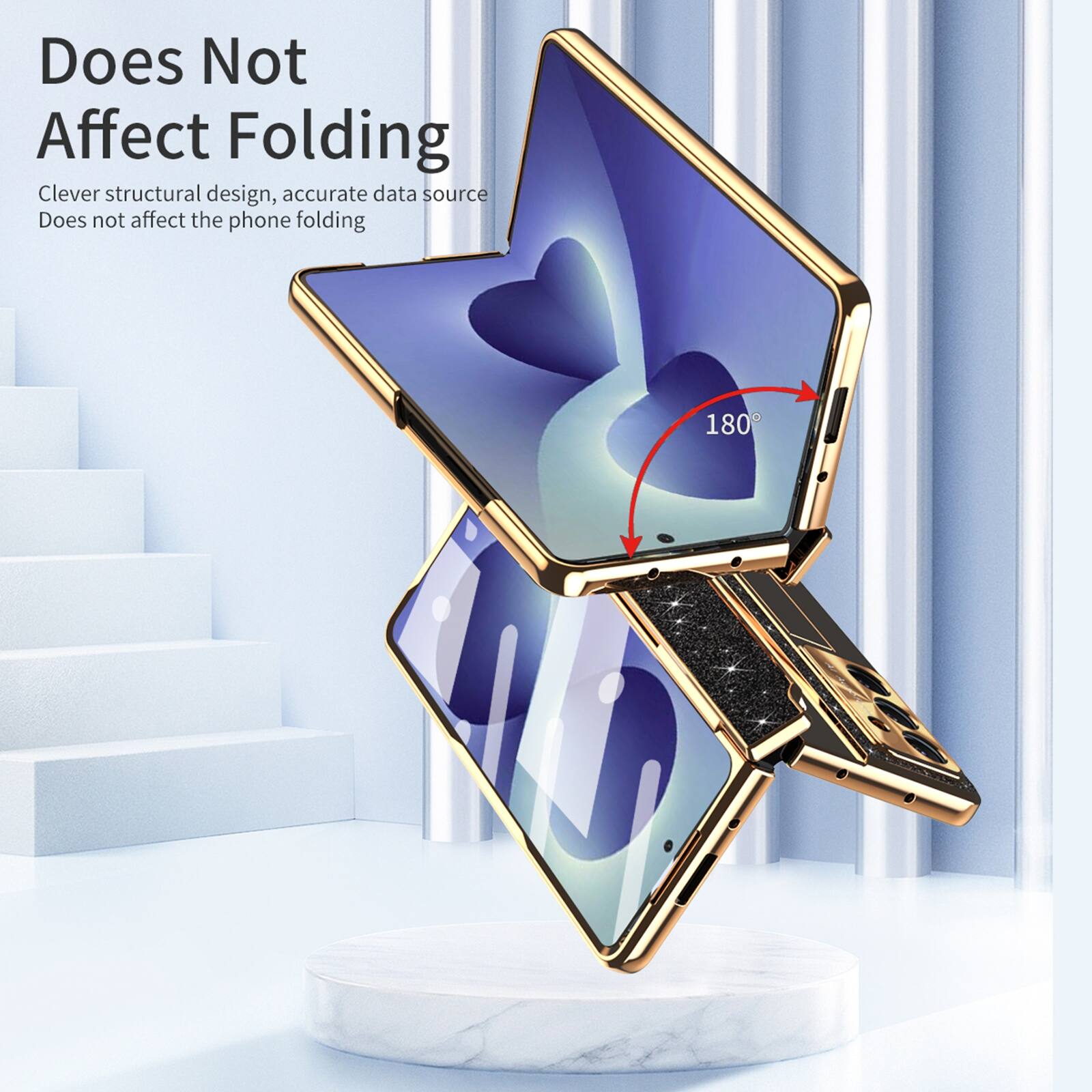 Does Not Affect Folding  
Clever structural design, accurate data source  
Does not affect the phone folding  
180°