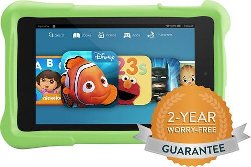 Front Standard. Amazon - Fire HD Kids Edition - 7" - 8GB - Black with Green Case.