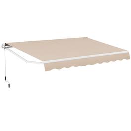 Gymax - 13 x 8.2 ft Outdoor Patio Retractable Awning Polyester Sunshade Cover w/ Manual Crank Handle Deck - Beige