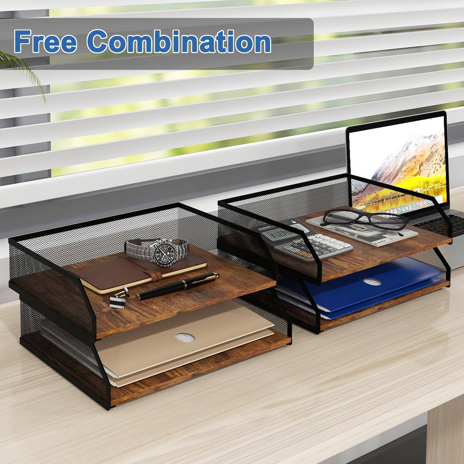 Dapper Styles 4 tier Stackable Paper Tray Metal Mesh Desktop Organizer ...
