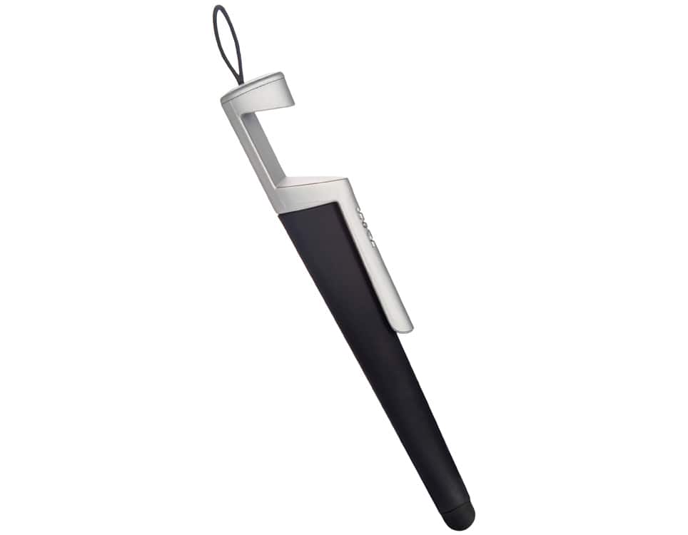 Left. TYLT - Tylt Wand Touchless Tool +  Stylus + Phone Stand Black/ Sliver - Black/ Sliver.