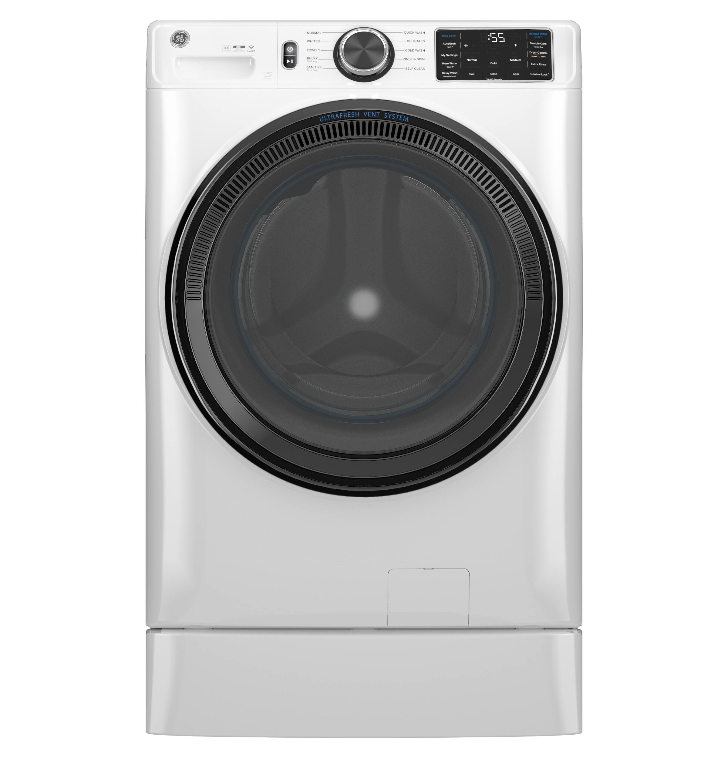 ULTRAFRESH VENT SYSTEM

QUICK WASH
DELICATES
COLD WASH
HEAVY WASH
BEDDING
SPORTS
TOWELS
SPEED WASH
SUDS LIFT
NORMAL
PERMANENT PRESS
BULKY
DRY
DRY ONLY
ENERGY SAVER
DELAY START
END OF CYCLE
ADD DETERGENT
1:55