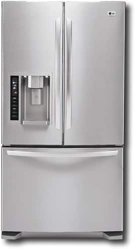 Front Standard. LG - 24.7 Cu. Ft. French Door Refrigerator with Thru-the-Door Ice and Water - Stainless-Steel.