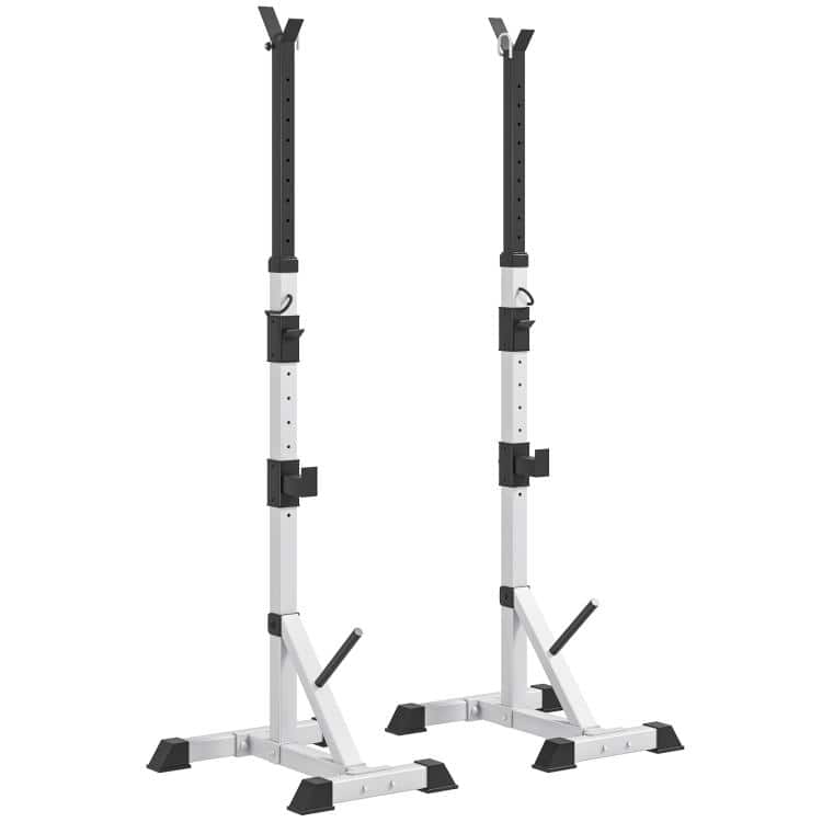 PULUZ - Pair of Adjustable Squat Rack Standard 53.5 inch-69.25 inch Barbell Rack Stand 440lbs Capacity, 2 inch Steel Heavy Duty - Silver