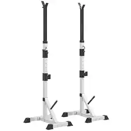 PULUZ - Pair of Adjustable Squat Rack Standard 53.5 inch-69.25 inch Barbell Rack Stand 440lbs Capacity, 2 inch Steel Heavy Duty - Silver