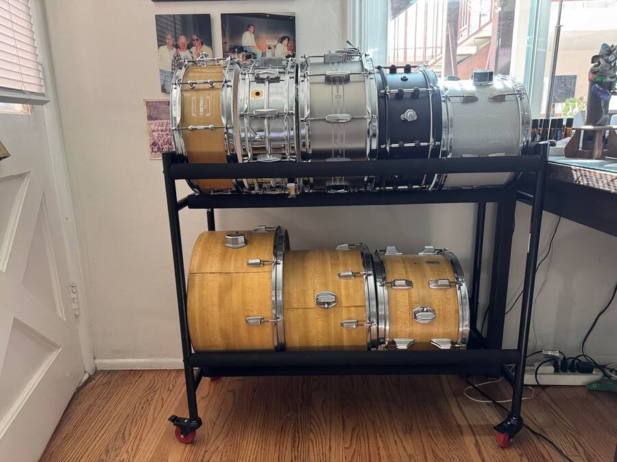 Aluminium Rack Lock Gator Two Tier Snare Drum Storage Rack with Locking Casters and Foam ...
