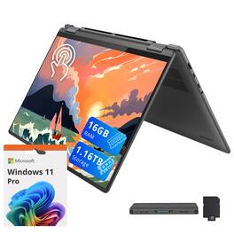 Lenovo - Yoga 7i 16" 2-in-1 Touchscreen Laptop, Intel Core i7-1355U,16GB LPDDR5, 1TB SSD+128GB Dock Set,Win 11 Pro - Gray