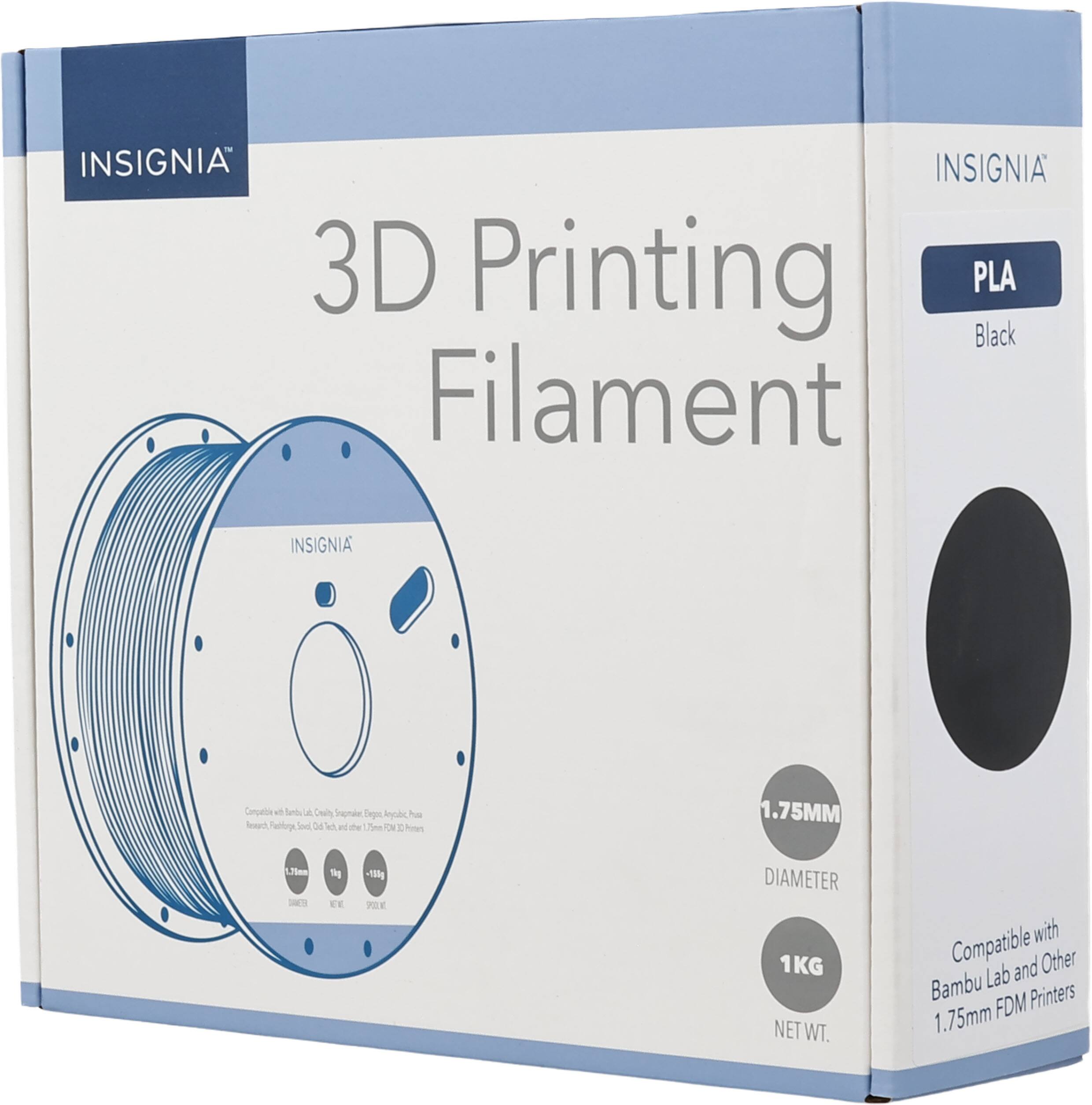 INSIGNIA 3D Printing PLA Black Filament 1.75MM 1KG NET WT. Compatible with Bambu Lab and Other 1.75mm FDM Printers