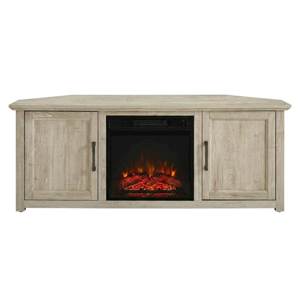 Alt View 3. FurniFact - Black Corner Fireplace TV Stand for 65+ Inch Flat Screens with Ample Storage - Black.