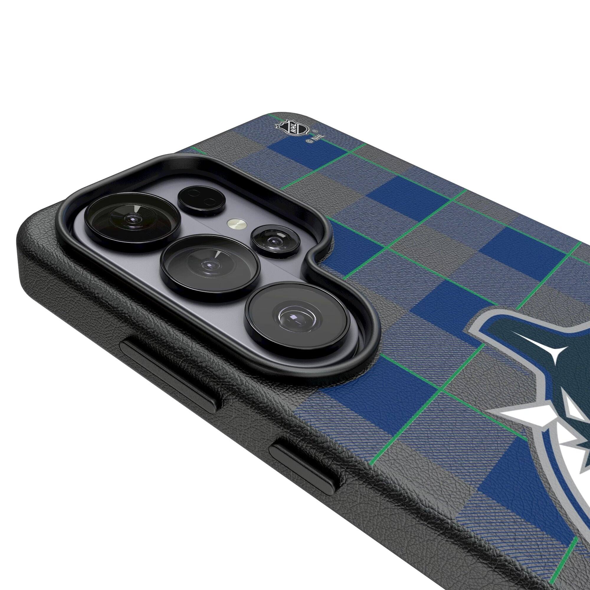 Alt View 2. Keyscaper - Vancouver Canucks Plaid Galaxy Magnetic Bump Case - S25 - Black.