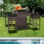 Back. Costway - 5PCS Patio Rattan Bar Table Stool Set Hidden Storage Shelf Cushion - Black.