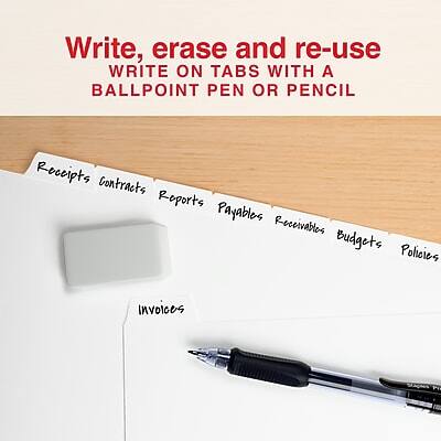 Staples Large Tab Write & Erase Paper Dividers, 8‑Tabs White - Best Buy