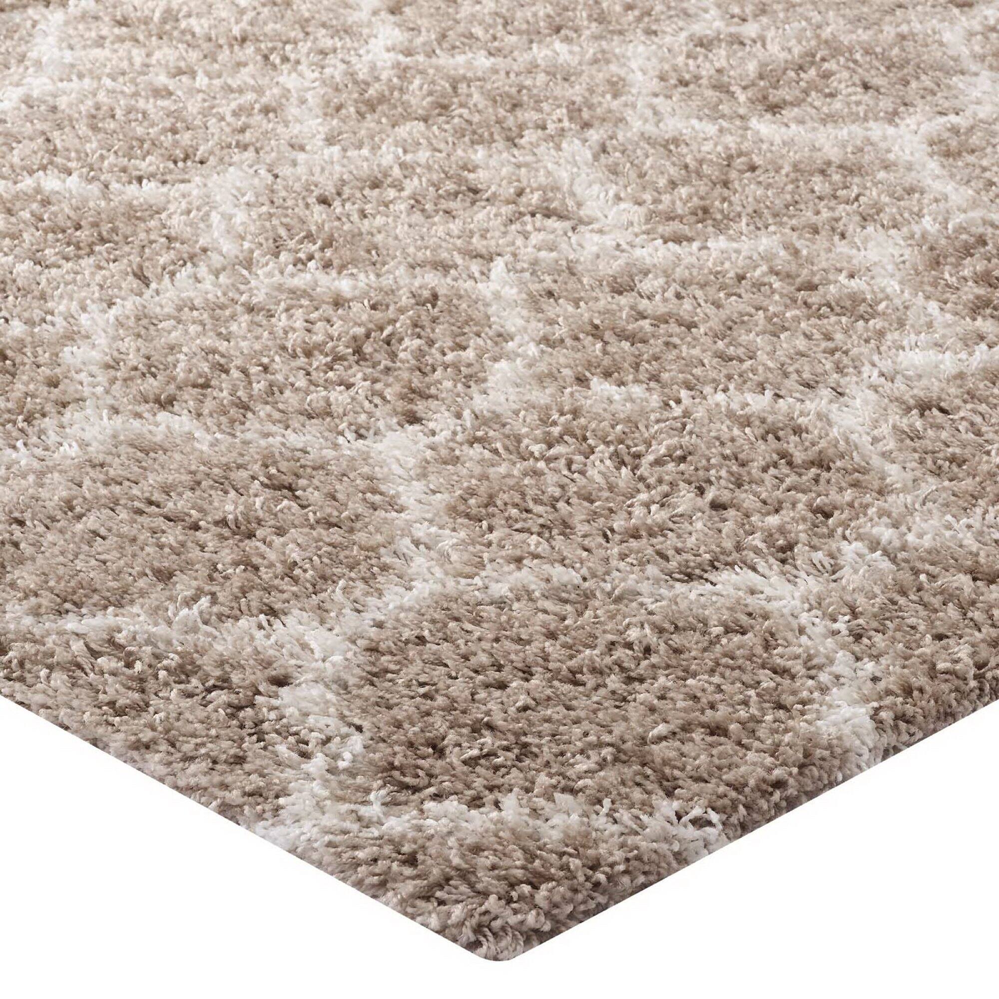 Alt View 2. Modway - Solvea Moroccan Trellis Shag Area Rug - Beige and Ivory.
