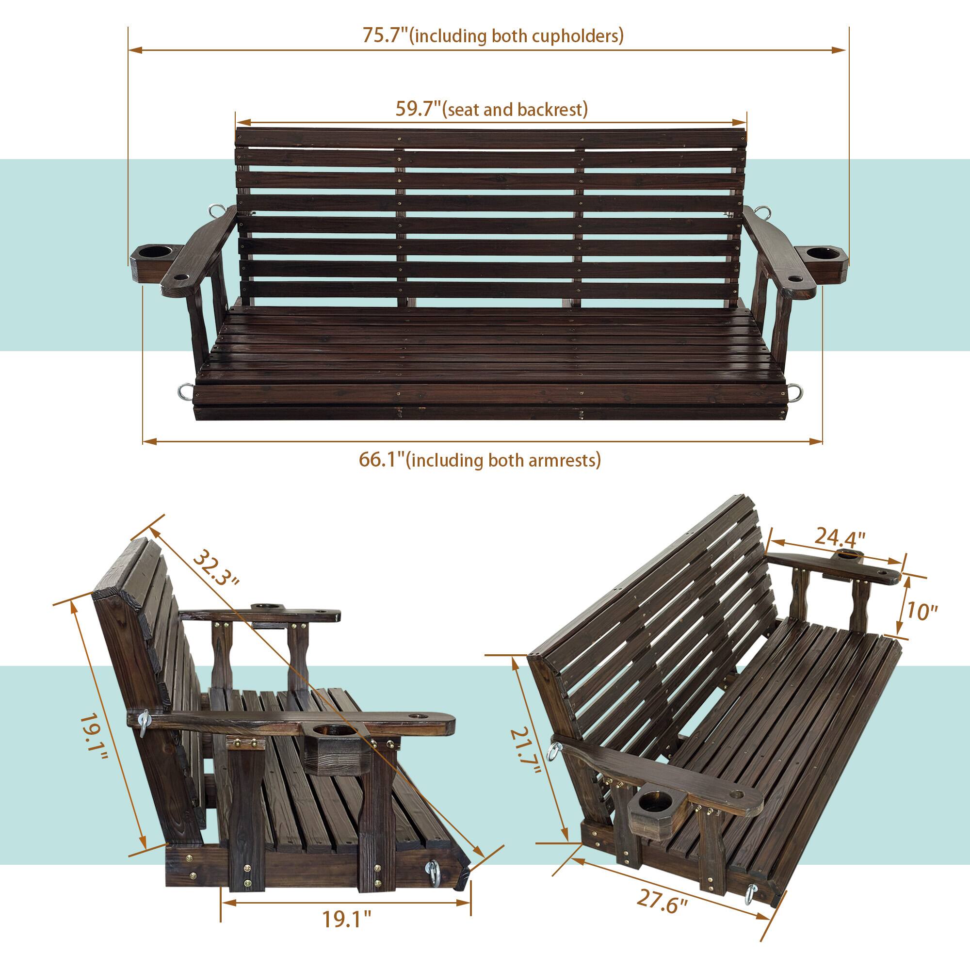 75.7" (including both cupholders)  
59.7" (seat and backrest)  
66.1" (including both armrests)  
32.3"  
24.4"  
10"  
19.1"  
21.7"  
19.1"  
27.6"