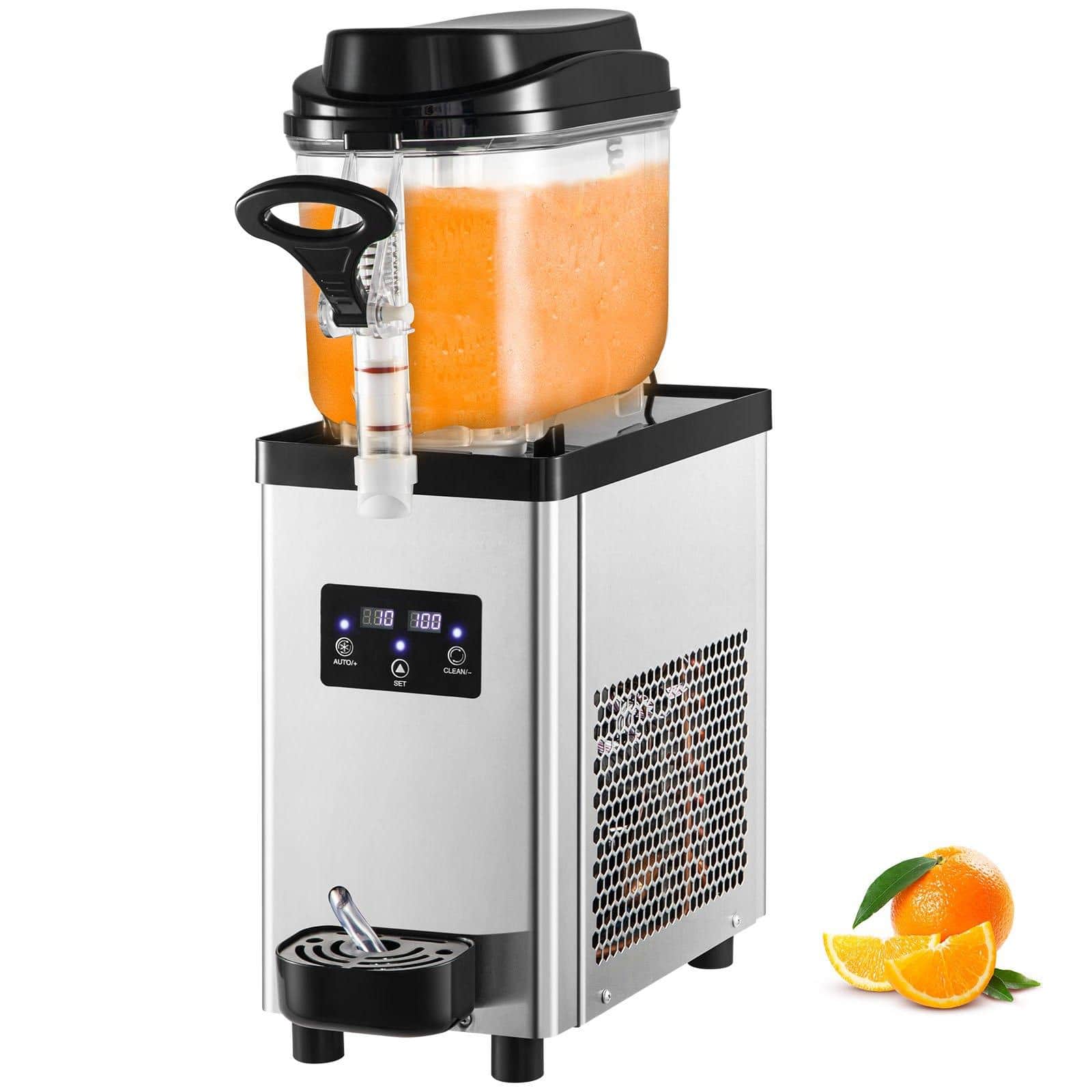 Glintex - Commercial Slushie Machine 6L Single Bowl 300W Stainless Steel Frozen Drink Maker for Bar Home Use - Silver