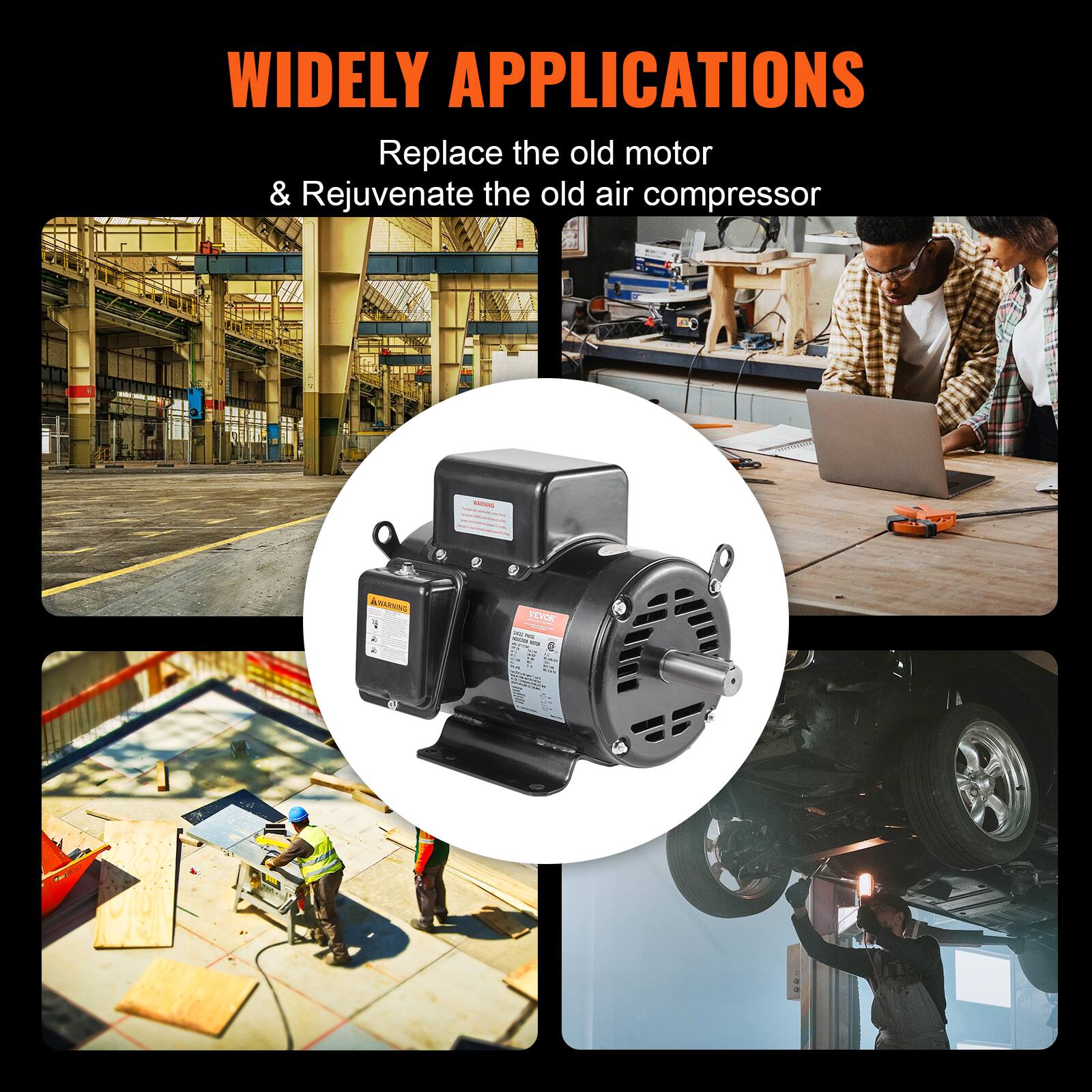 WIDELY APPLICATIONS  
Replace the old motor & Rejuvenate the old air compressor