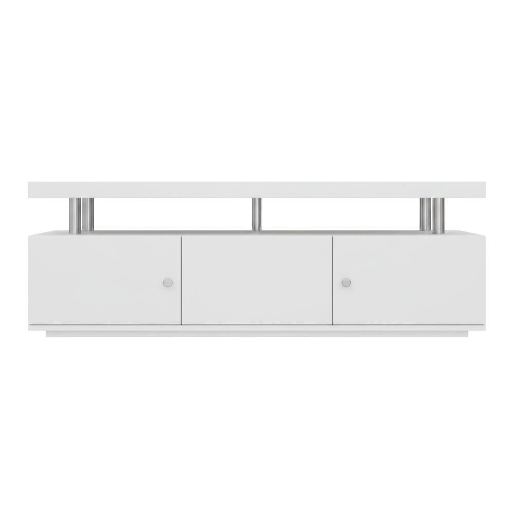 Alt View 3. FurniFact - White TV Stand with 3 Storage Cabinets and Shelf for Up to 55-Inch TVs - White.