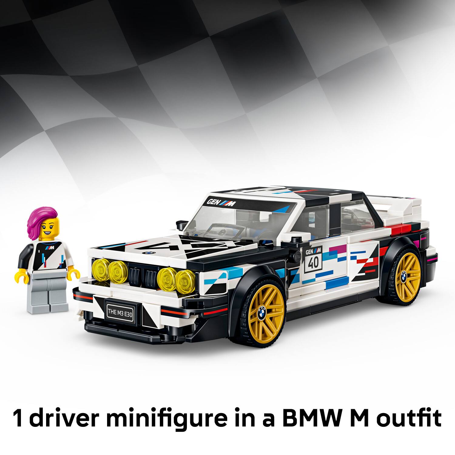 GEN M M GEN M 40 THE EM E30 1 driver minifigure in a BMW M outfit