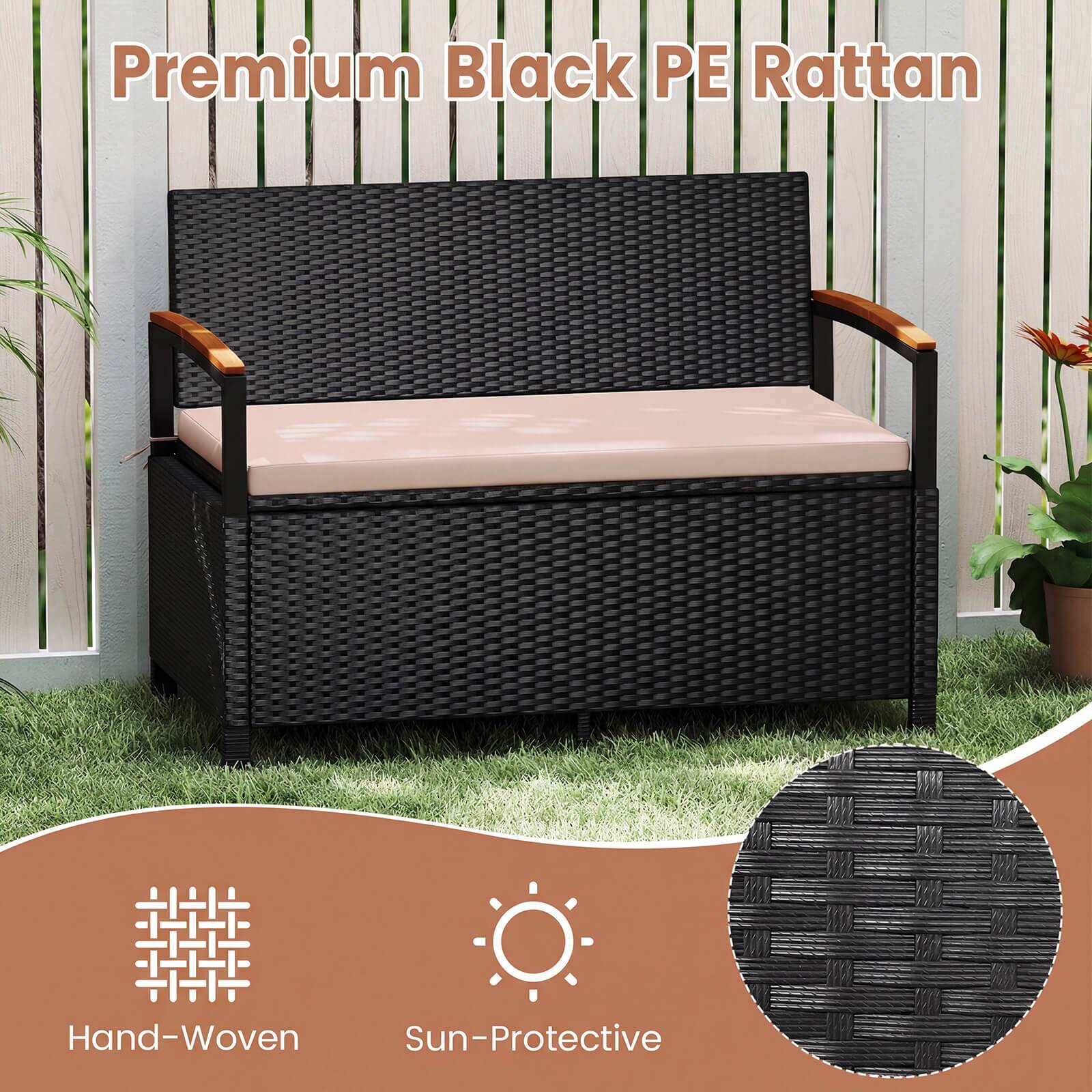 Premium Black PE Rattan Hand-Woven Sun-Protective