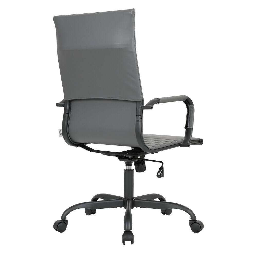 Alt View 5. LeisureMod - Harris Ergonomic High-Back Office Chair Leather Upholstery, Adjustable Swivel, Tilt, and Black Iron Frame - Grey.