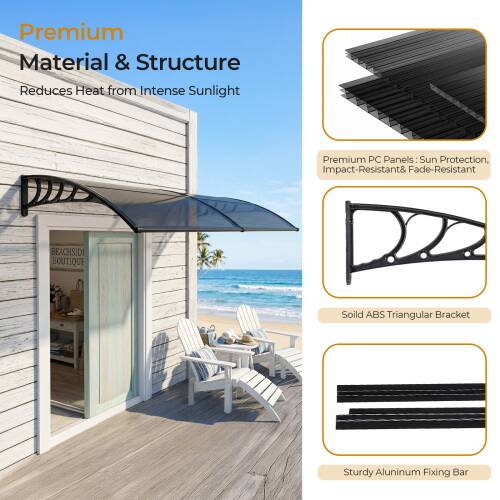 Premium Material & Structure Reduces Heat from Intense Sunlight

Premium PC Panels: Sun Protection, Impact-Resistant & Fade-Resistant

BEACHSIDE BOUTIQUE

Solid ABS Triangular Bracket

Sturdy Aluminum Fixing Bar