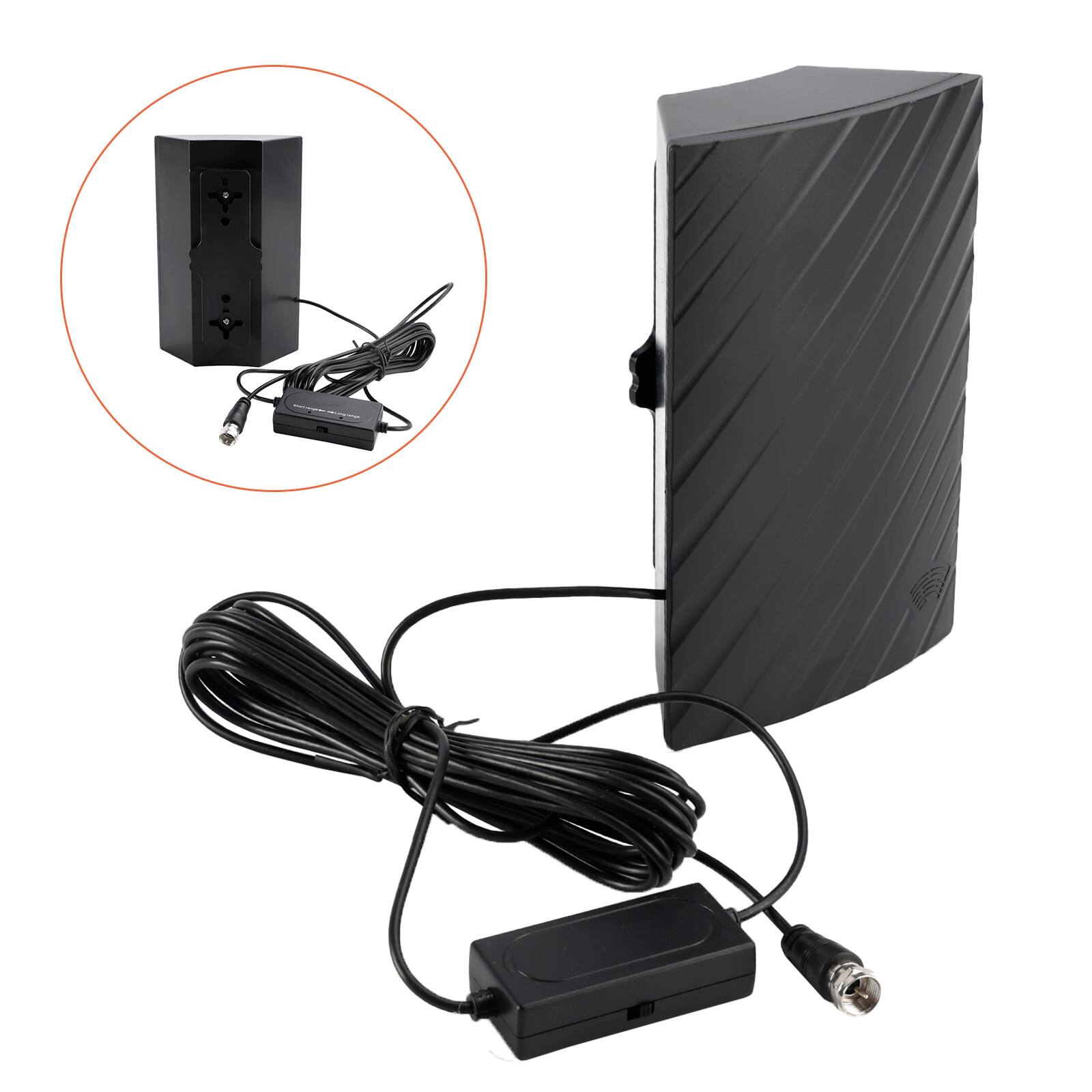 Alt View 1. Topteng - ATSC/DVB-T2/DTMB/ISDB Digital TV Antenna - 300-500 Mile Long Range, Dual Amplifier, 4K Support, with 16.5ft Cable - Black.