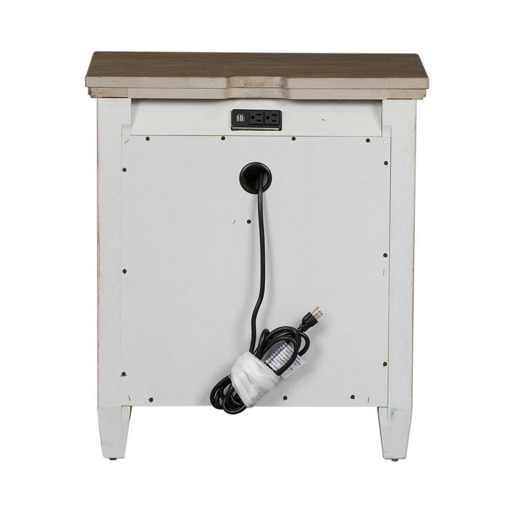 Angle. Liberty Furniture Industries - 2 Drawer Night Stand w/ Charging Station - White.