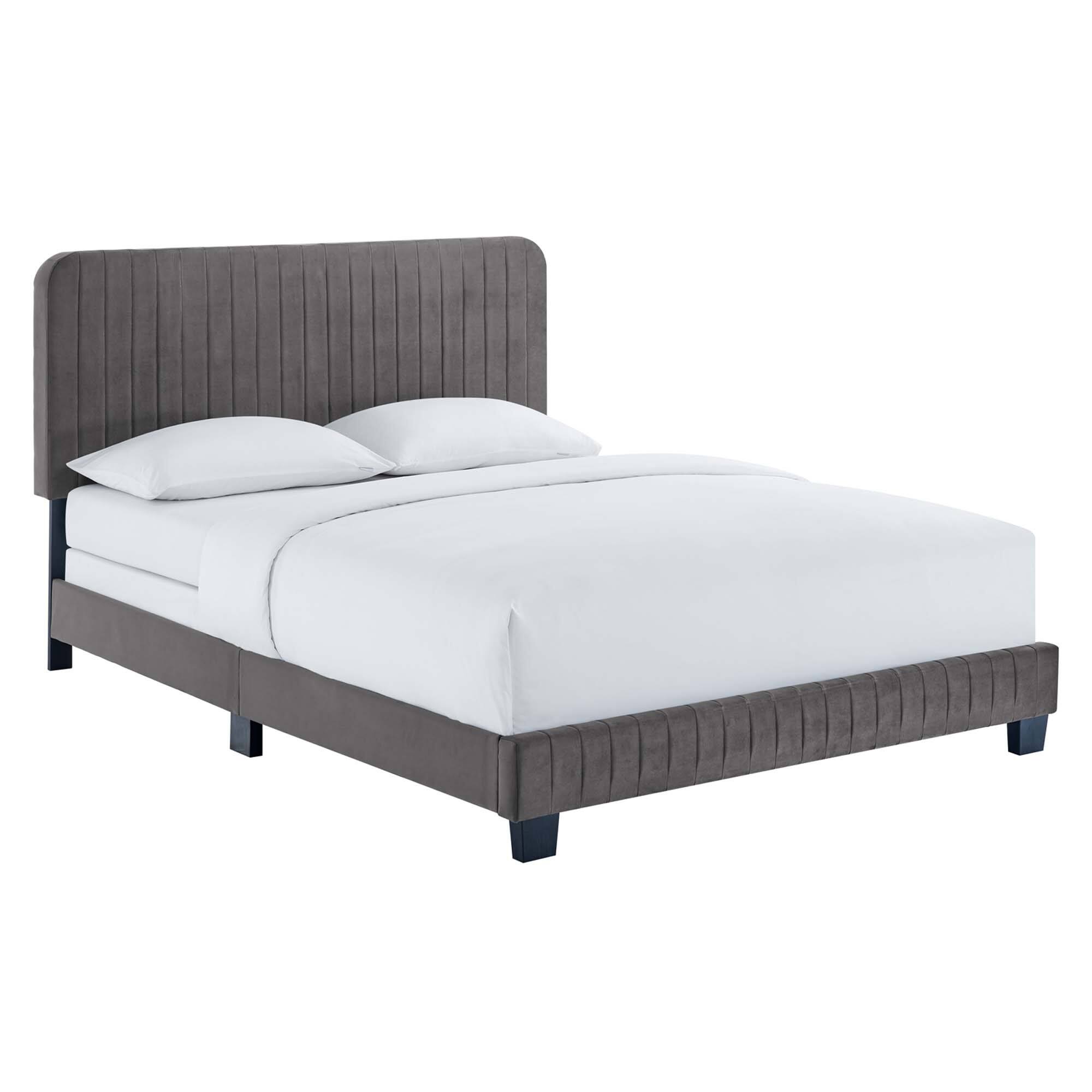 Modway - Celine Channel Tufted Performance Velvet Full Bed - Gray