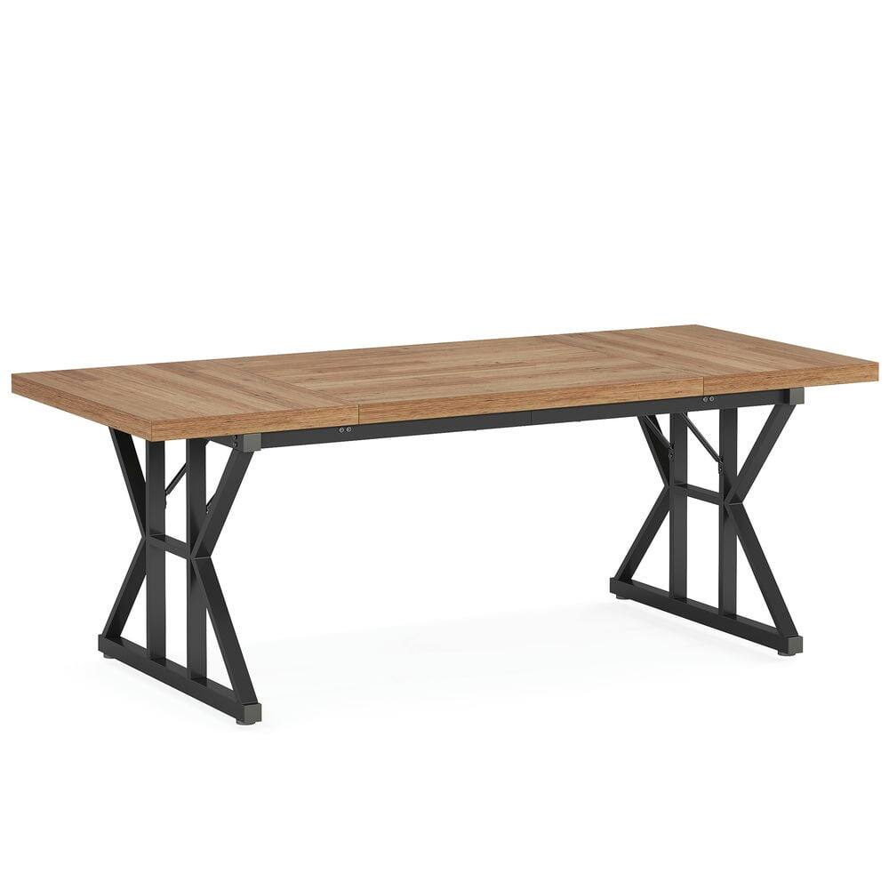 Left. Kadyn - Kadyn Study Writing Desk, Computer Desk,6FT Conference Table, Rectangle Meeting Room Table Executive Desk,Walnut & Black - Walnut & Black.