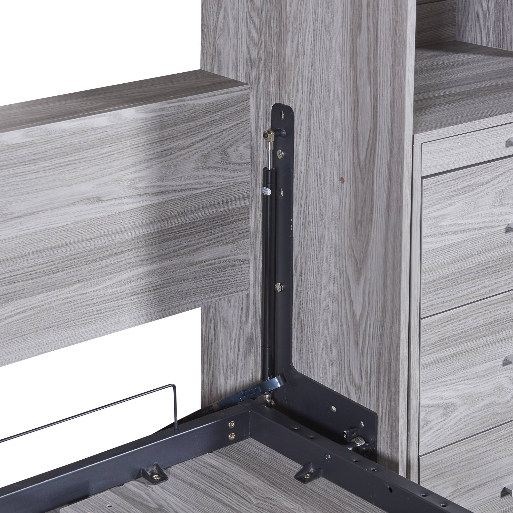 Alt View 9. Tiramisubest - Full Size Gray Murphy Bed, Solid Wood+MDF, 101x75x85 inches, 484 lbs, Space-saving - Gray.