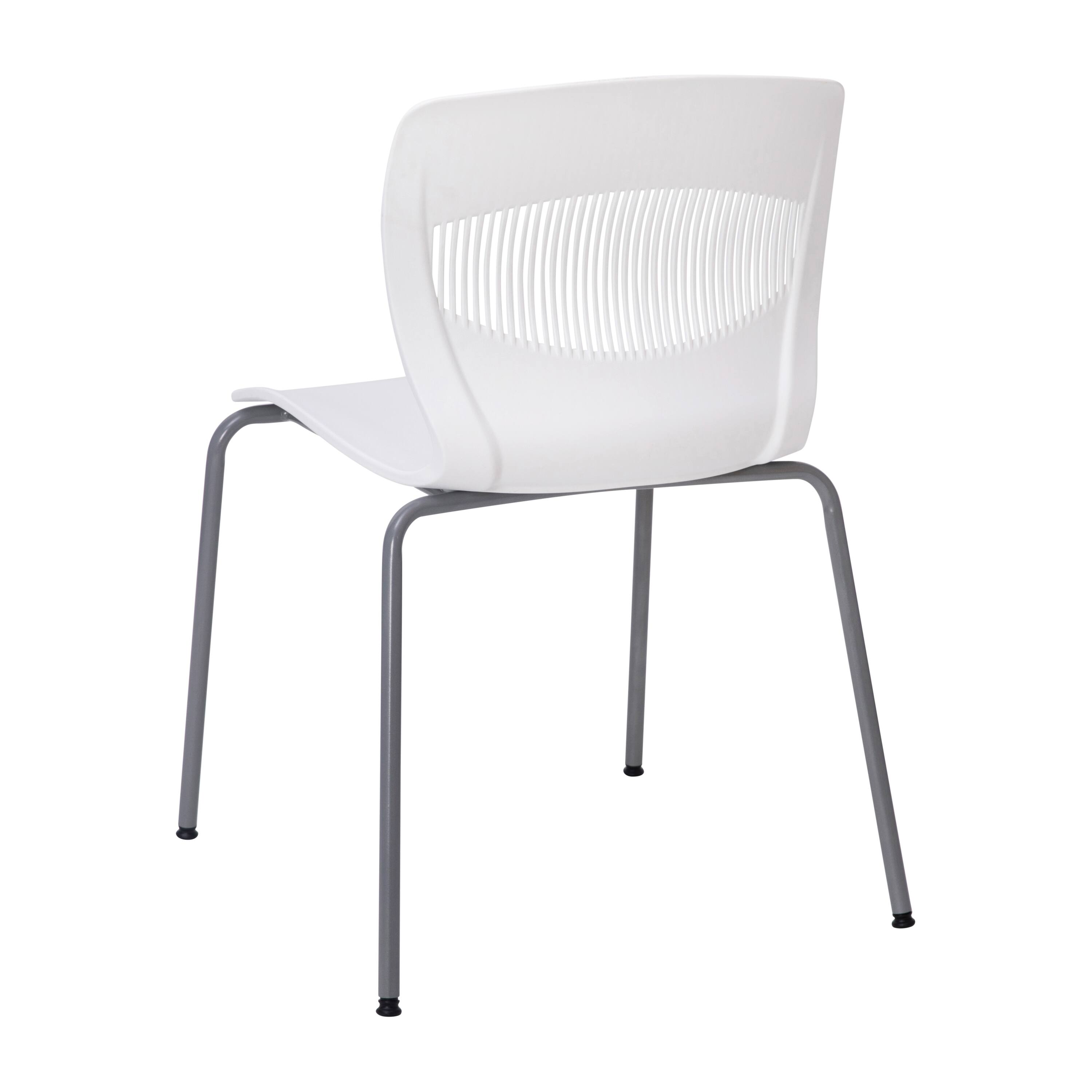Alt View 8. Emma + Oliver - Heavy Duty 770 lb. Capacity Plastic Stack Chair with Steel Sled Base - White.