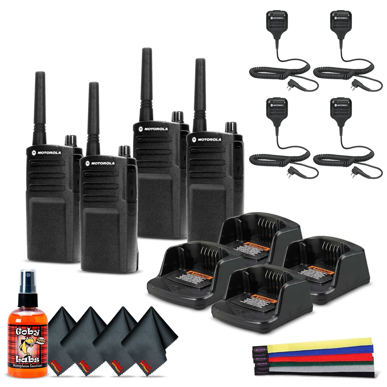 4 x Motorola RMU2040 On-Site 2-Way Radio (RMU2040) - 4 Pack With Mic Bundle - Black