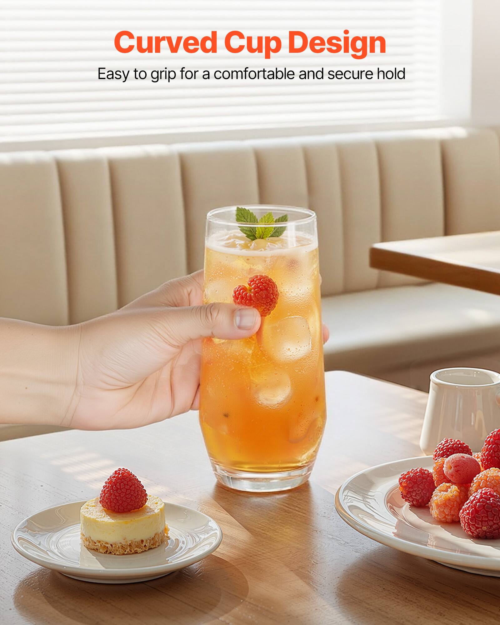 Curved Cup Design  
Easy to grip for a comfortable and secure hold