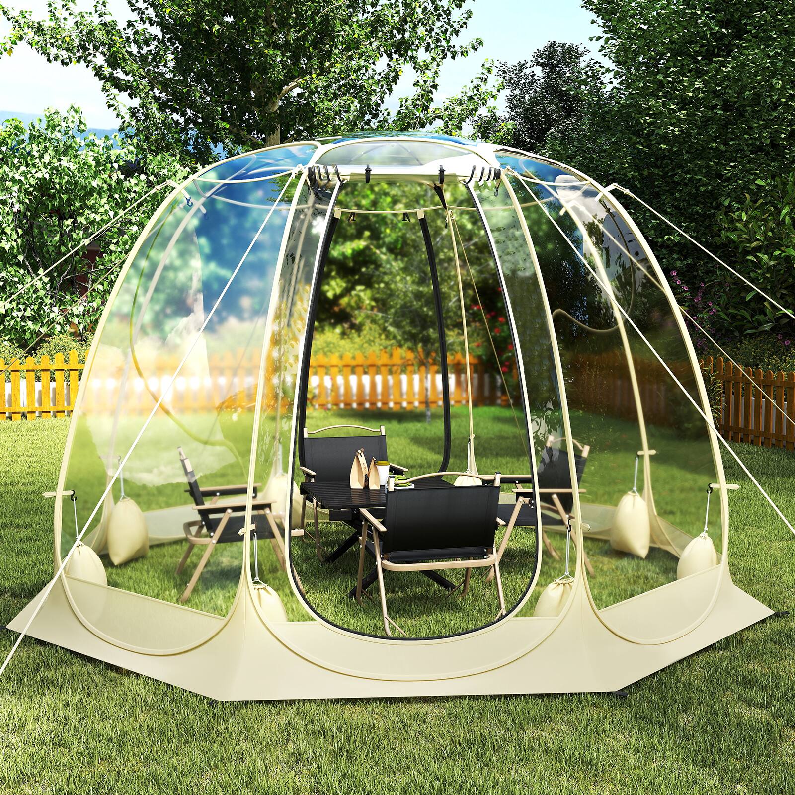 Alt View 1. Gymax - Gymax 9.5 x 9.5 FT Pop up Bubble Tent w/ Carrying Bag for Sports Events Camping - Beige.