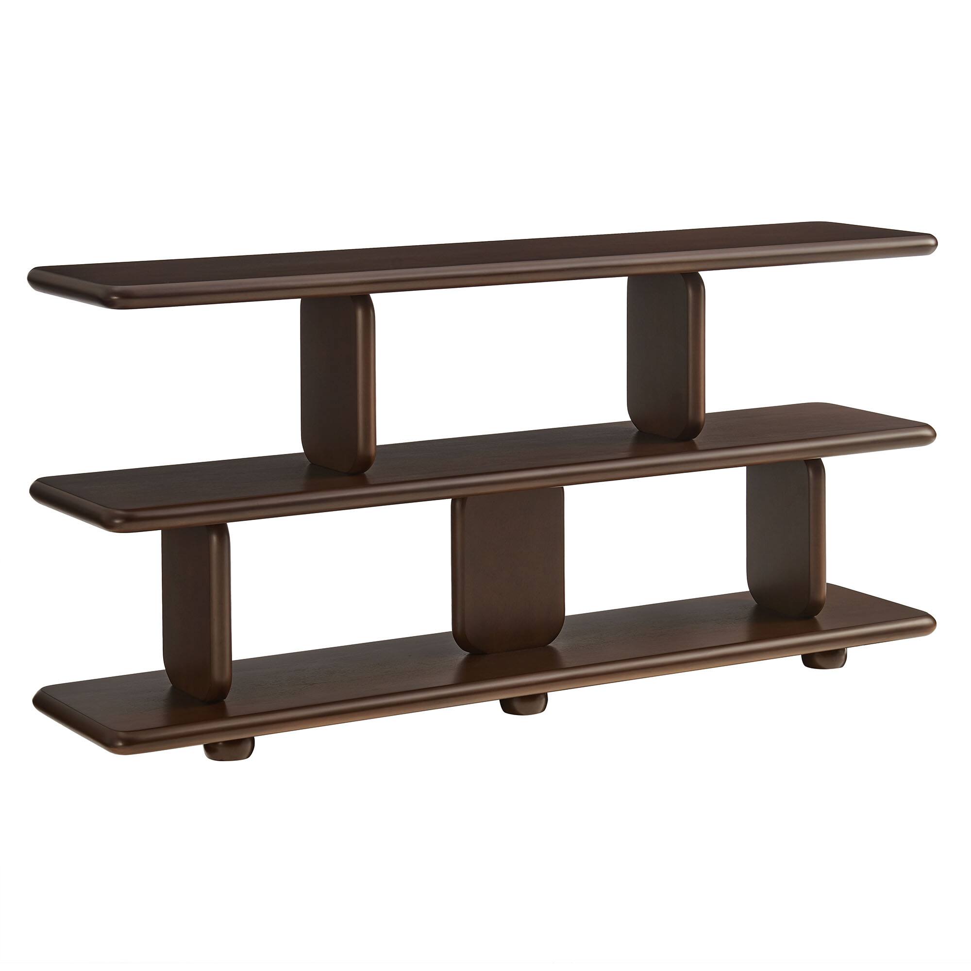 Angle. Modway - Lyle Sculptural 2-Tier Bookshelf by Modway - Walnut.