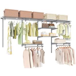Gymax - Wire Closet Organizer System Wall-mounted Adjustable Storage Shelves Coats Gray - Gray