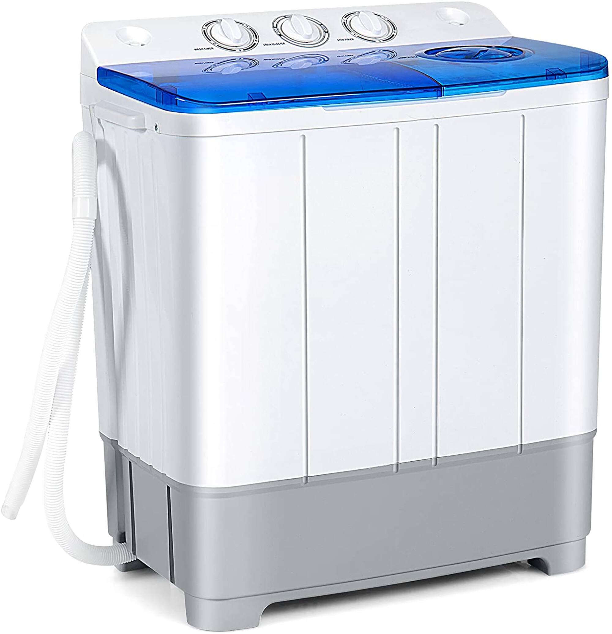 Front. Costway - 13.2 lb. Portable Twin Tub Washing Machine Washer and Spinner 8.8 lb. - Blue and White.
