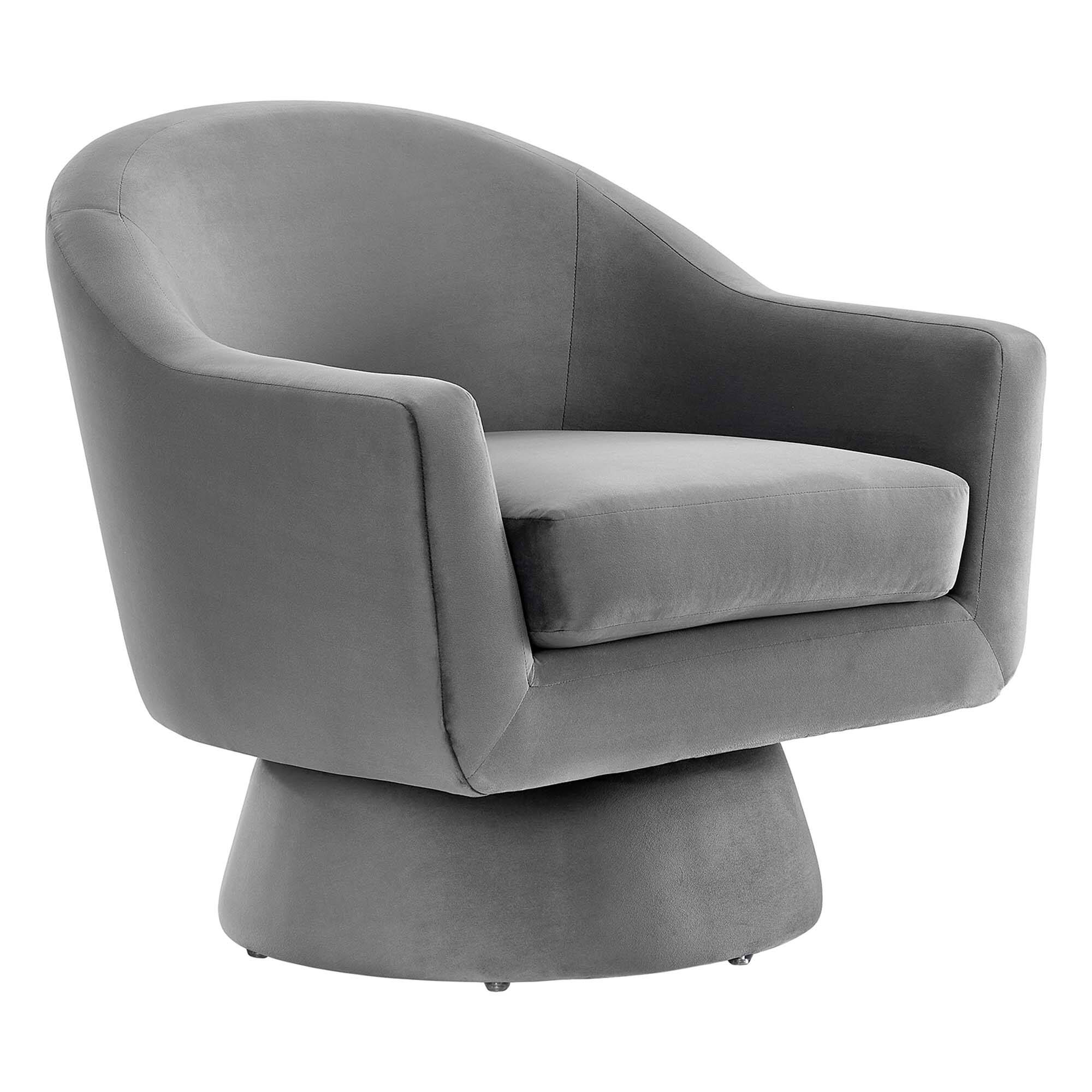 Angle. Modway - Astral Performance Velvet Fabric and Wood Swivel Chair by Modway - Gray.