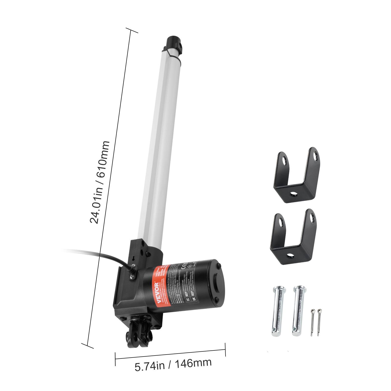 610mm 24.01in  
24.01in / 610mm  
5.74in / 146mm  
VEVOR  
1 CE  
BF BF