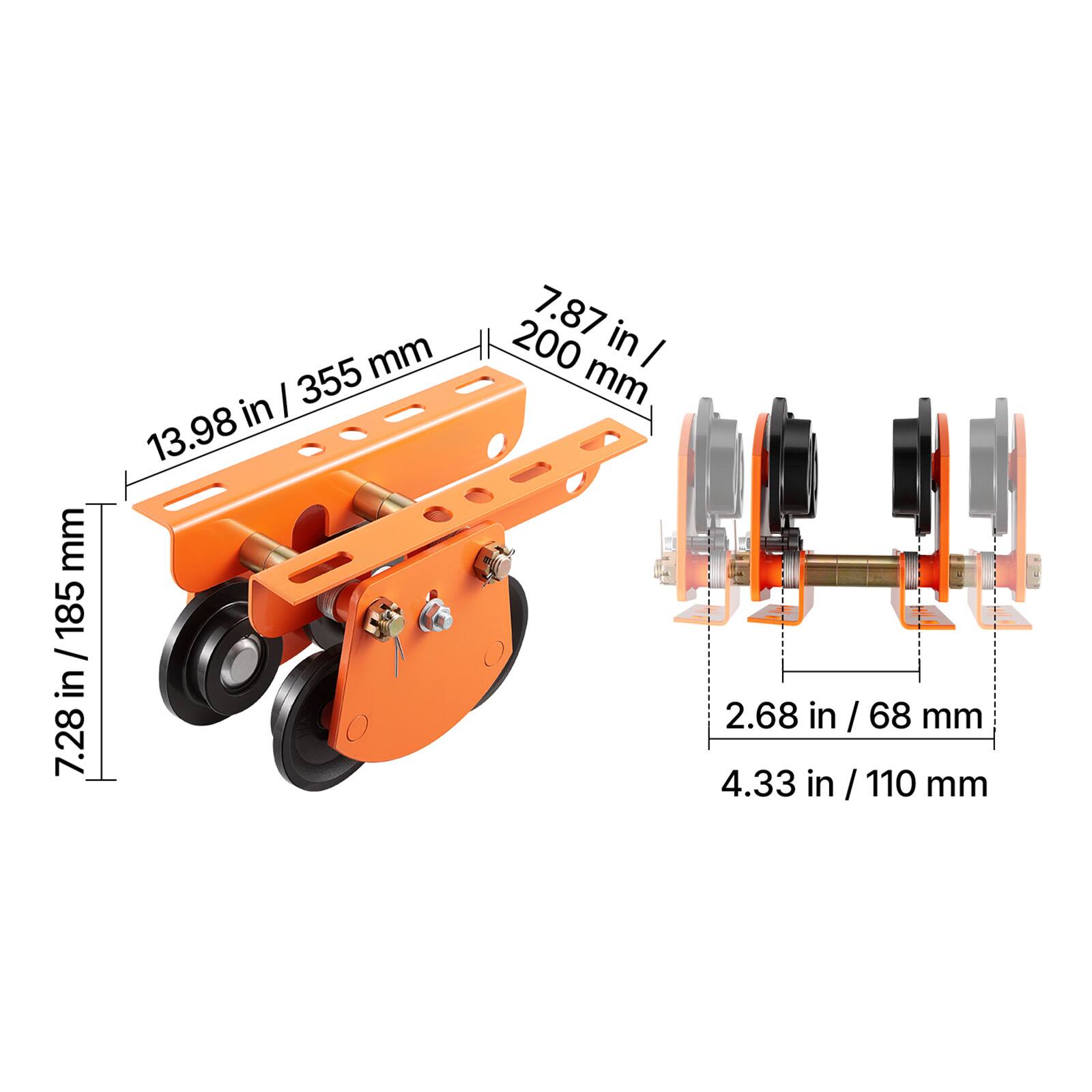 mm 185 / in 7.28 mm  
I 355 in 13.98  
7.87 in 200  
mm 2.68 in in / 68  
68 mm 4.33 in / 110 mm