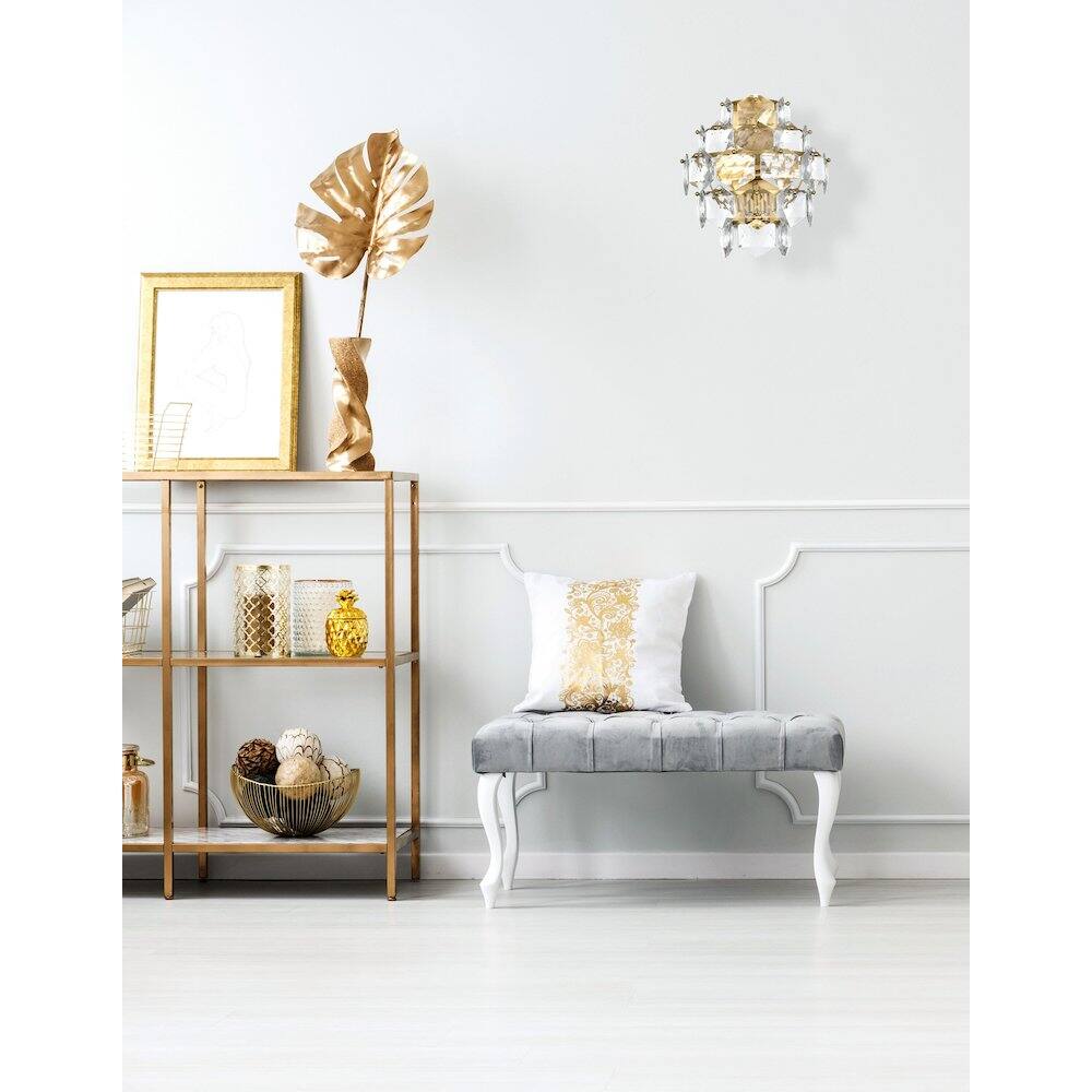 Alt View 3. Elegant Lighting - Adaline 14 Inch Wall Sconce In Satin Gold - Satin Gold And Clear.
