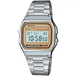 Casio - Men’s Digital Watch with Gold-Toned Dial - A158WEA-9 - Silver