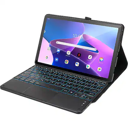 Front. SaharaCase - Keyboard Folio Case for Lenovo Tab M10 Plus (3rd Gen) - Black.