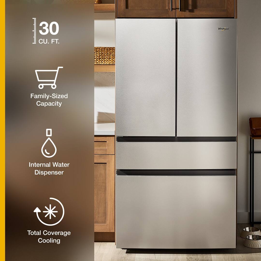 30 CU. FT. Whirlpool Family-Sized Capacity Internal Water Dispenser Total Coverage Cooling