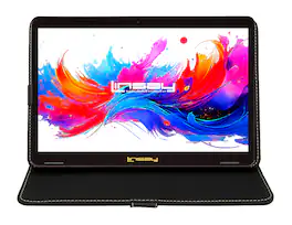 LINSAY - 10.1" Octa Core 256GB Storage Android 15 Tablet with Leather Case - Black