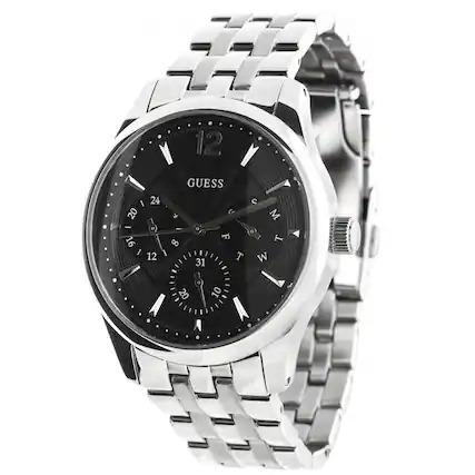 Front. Guess - Guess Men's Asset Black Dial Watch - W0474G1 - Black.